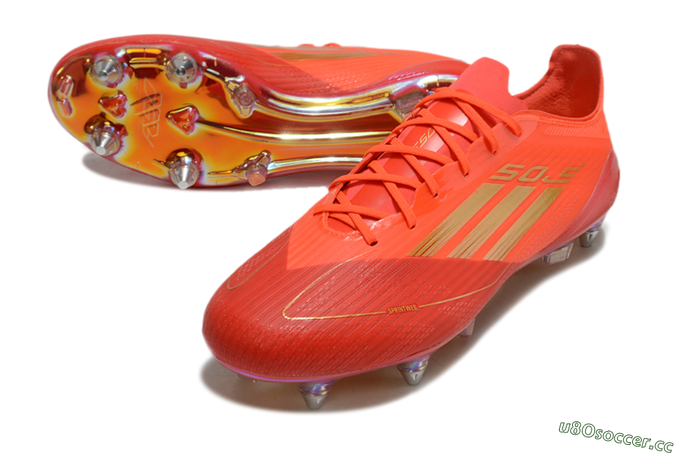 Men's Adidas F50 Elite SG Soft Ground Low-Tops Football Boots - Red/Gold 3