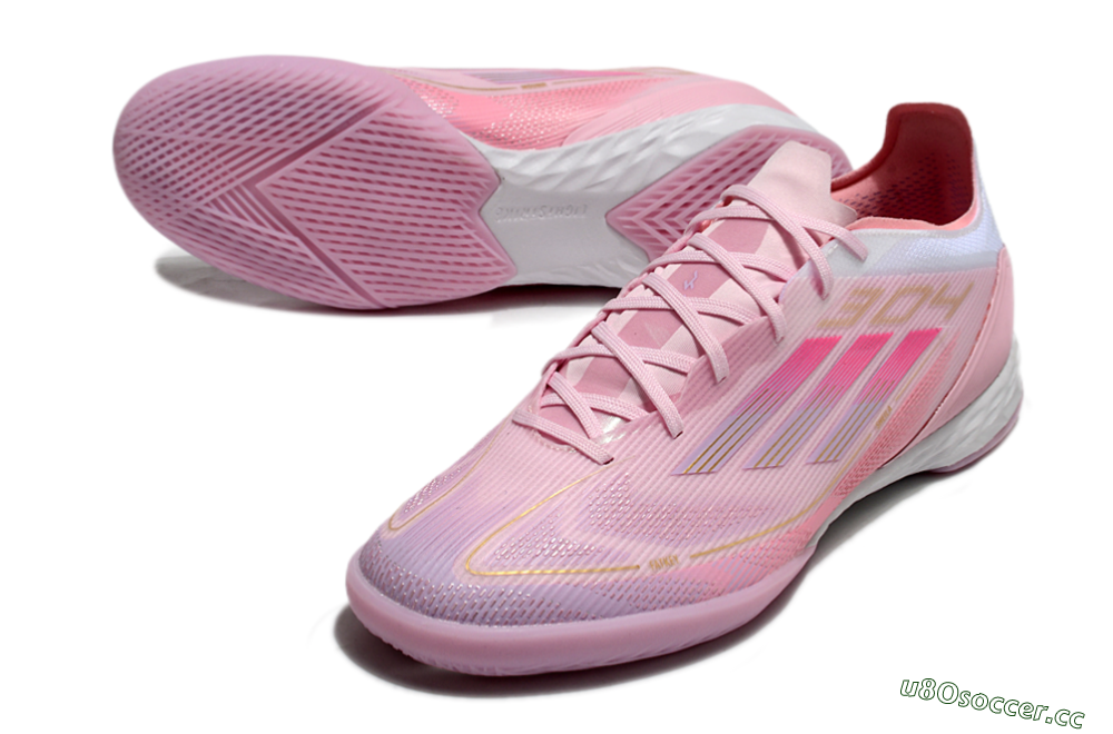Men's Adidas F50 Pro IC Indoor & Futsal Low-Tops Football Shoes - Pink/Gold/White 3
