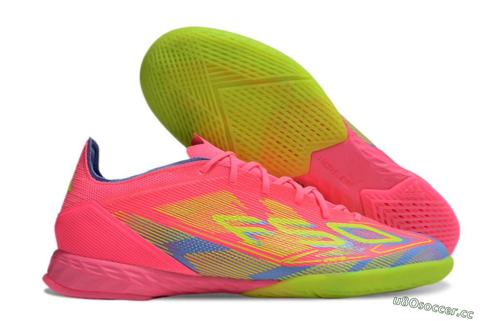 Men's Adidas F50 Pro IC Indoor & Futsal Low-Tops Football Shoes - Pink/Yellow/Blue 2