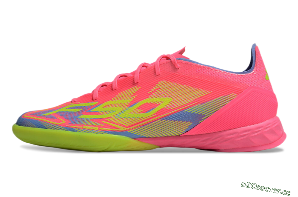 Men's Adidas F50 Pro IC Indoor & Futsal Low-Tops Football Shoes - Pink/Yellow/Blue 0