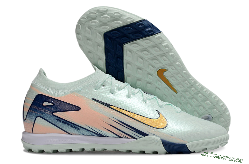 Unisex Nike Air Zoom Mercurial Vapor 16 Elite TF Artificial Turf Low-Tops Football Shoes - Jade/Gold/Blue 2