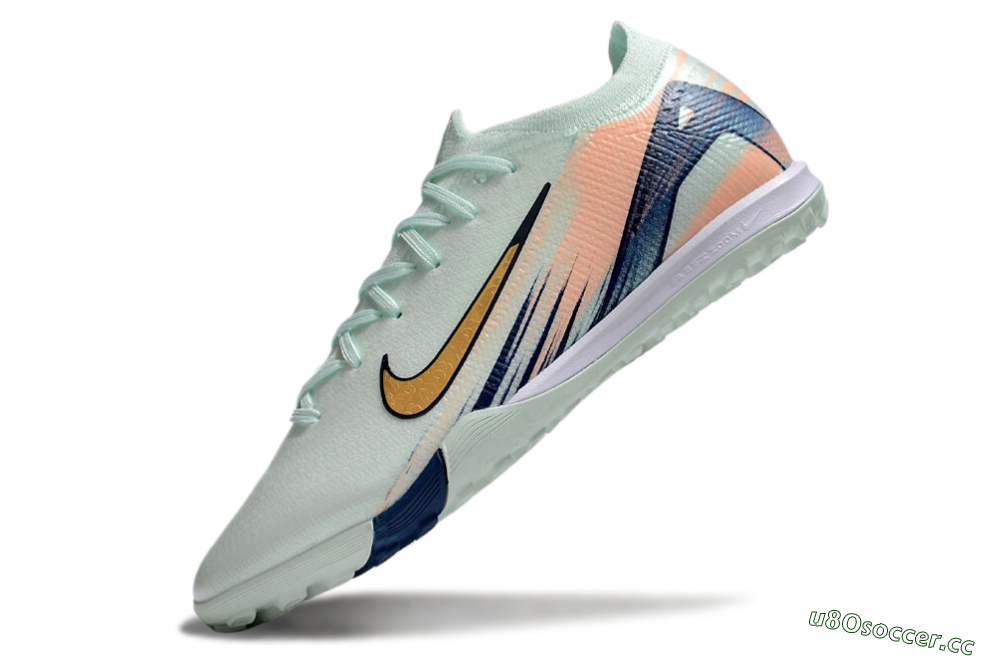 Unisex Nike Air Zoom Mercurial Vapor 16 Elite TF Artificial Turf Low-Tops Football Shoes - Jade/Gold/Blue 5