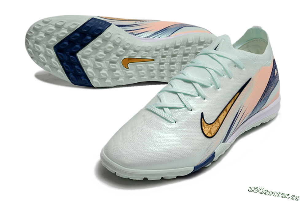 Unisex Nike Air Zoom Mercurial Vapor 16 Elite TF Artificial Turf Low-Tops Football Shoes - Jade/Gold/Blue 3