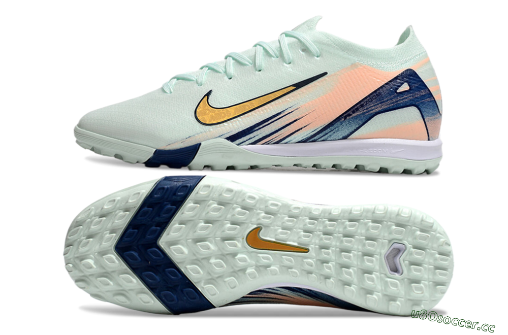 Unisex Nike Air Zoom Mercurial Vapor 16 Elite TF Artificial Turf Low-Tops Football Shoes - Jade/Gold/Blue 1