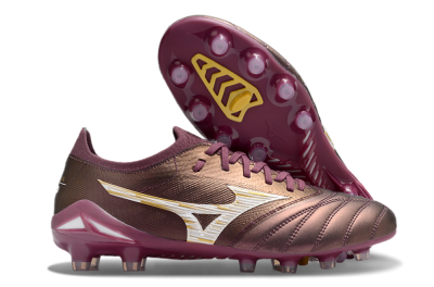 Men's Mizuno Morelia Neo 4 FG Firm Ground Low-Tops Football Boots - Red/White/Gold