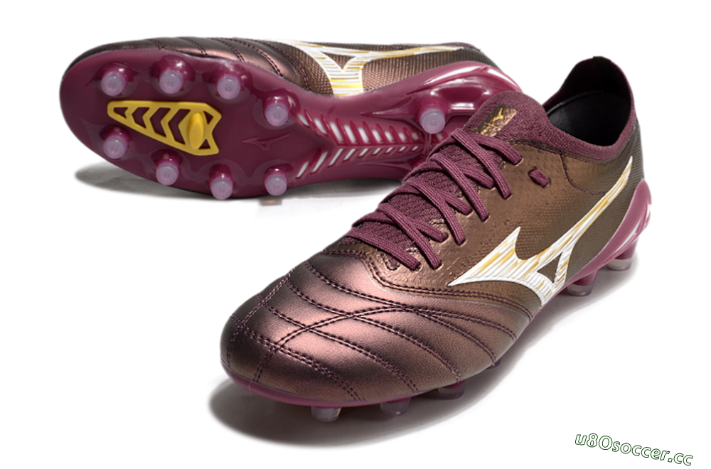 Men's Mizuno Morelia Neo 4 FG Firm Ground Low-Tops Football Boots - Red/White/Gold 3