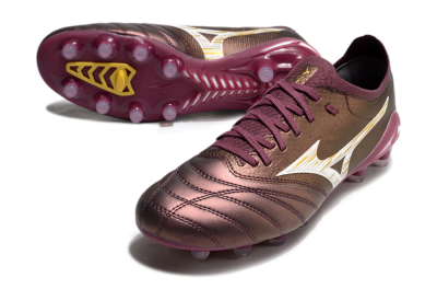 Men's Mizuno Morelia Neo 4 FG Firm Ground Low-Tops Football Boots - Red/White/Gold