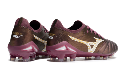 Men's Mizuno Morelia Neo 4 FG Firm Ground Low-Tops Football Boots - Red/White/Gold