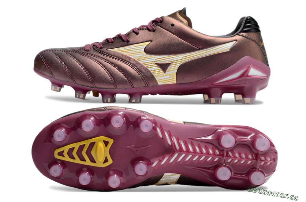 Men's Mizuno Morelia Neo 4 FG Firm Ground Low-Tops Football Boots - Red/White/Gold 1