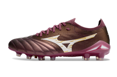 Men's Mizuno Morelia Neo 4 FG Firm Ground Low-Tops Football Boots - Red/White/Gold