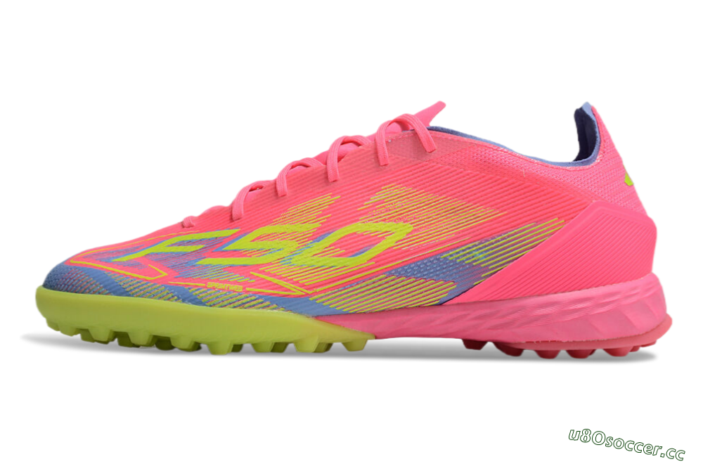 Men's Adidas F50 Pro TF Artificial Turf Low-Tops Football Shoes - Pink/Blue/Yellow 0