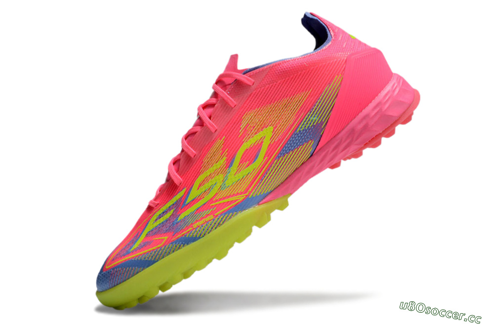 Men's Adidas F50 Pro TF Artificial Turf Low-Tops Football Shoes - Pink/Blue/Yellow 5