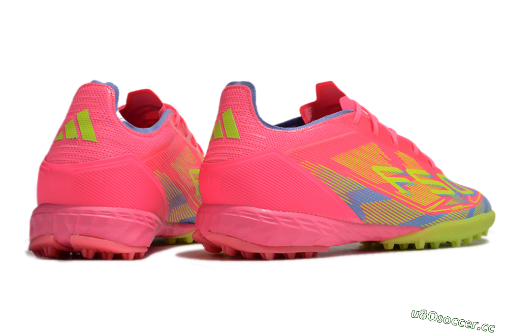 Men's Adidas F50 Pro TF Artificial Turf Low-Tops Football Shoes - Pink/Blue/Yellow 6