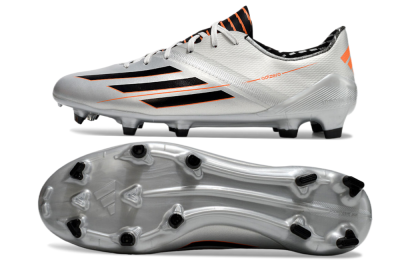 Men's Adidas F50 Adizero FG Firm Ground Low-Tops Football Shoes - Silver/Black/Orange