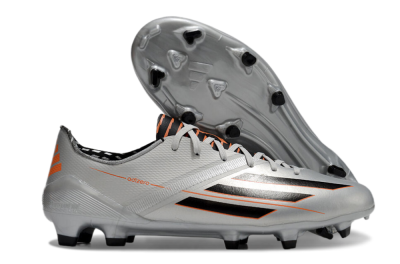 Men's Adidas F50 Adizero FG Firm Ground Low-Tops Football Shoes - Silver/Black/Orange