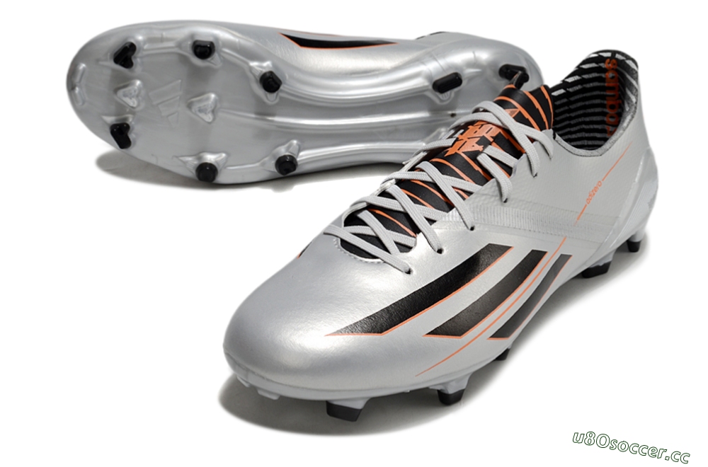 Men's Adidas F50 Adizero FG Firm Ground Low-Tops Football Shoes - Silver/Black/Orange 3