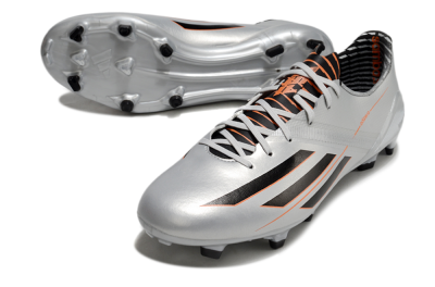 Men's Adidas F50 Adizero FG Firm Ground Low-Tops Football Shoes - Silver/Black/Orange