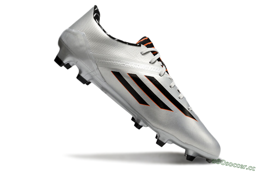 Men's Adidas F50 Adizero FG Firm Ground Low-Tops Football Shoes - Silver/Black/Orange 4