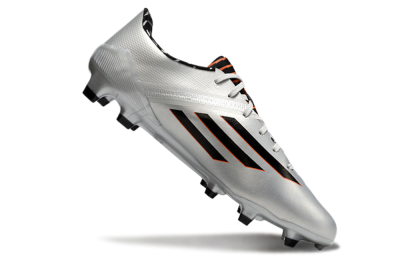 Men's Adidas F50 Adizero FG Firm Ground Low-Tops Football Shoes - Silver/Black/Orange