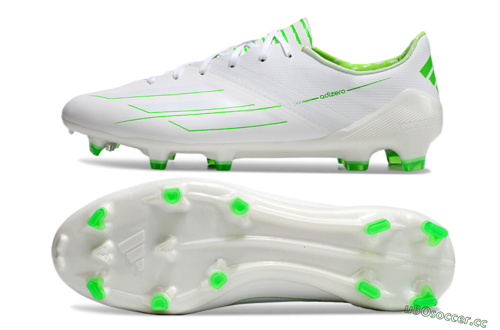 Men's Adidas F50 Adizero FG Firm Ground Low-Tops Football Boots - White/Green 1