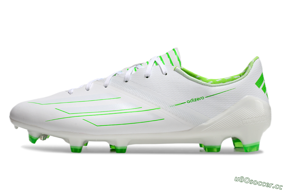 Men's Adidas F50 Adizero FG Firm Ground Low-Tops Football Boots - White/Green 0