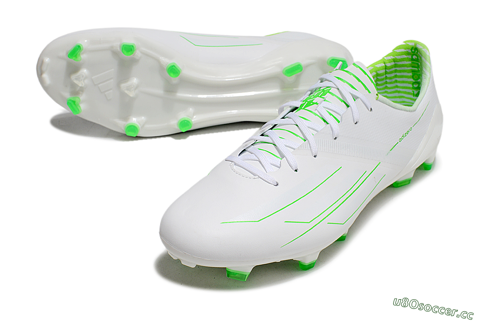 Men's Adidas F50 Adizero FG Firm Ground Low-Tops Football Boots - White/Green 3