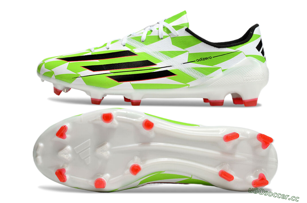 Men's Adidas F50 Adizero Elite FG Firm Ground Low-Tops Football Boots - White/Black/Green/Pink 1