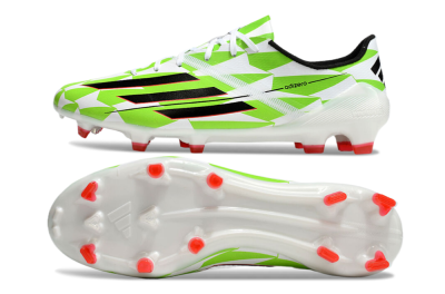 Men's Adidas F50 Adizero Elite FG Firm Ground Low-Tops Football Boots - White/Black/Green/Pink