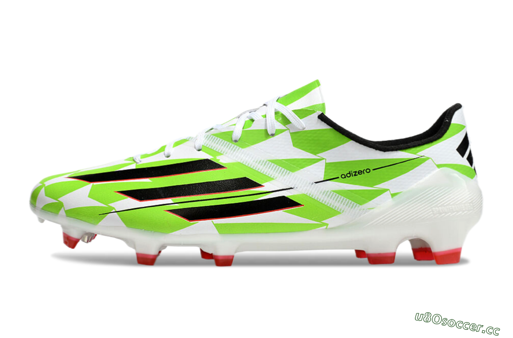 Men's Adidas F50 Adizero Elite FG Firm Ground Low-Tops Football Boots - White/Black/Green/Pink 0