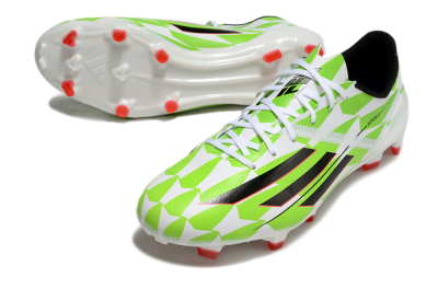 Men's Adidas F50 Adizero Elite FG Firm Ground Low-Tops Football Boots - White/Black/Green/Pink