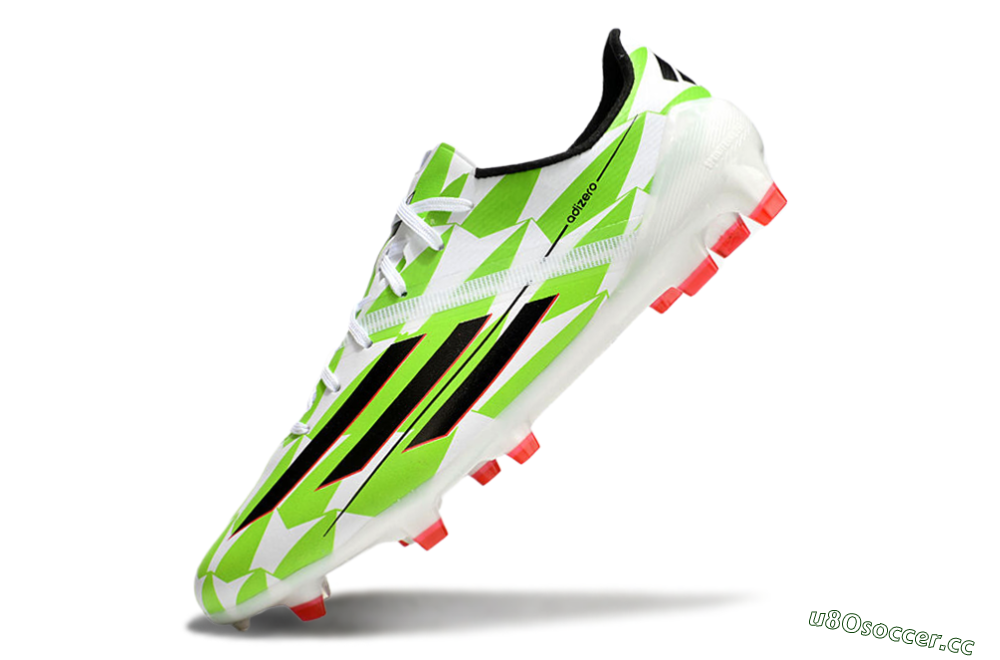 Men's Adidas F50 Adizero Elite FG Firm Ground Low-Tops Football Boots - White/Black/Green/Pink 5