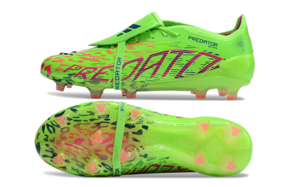 Unisex Adidas Predator Elite Foldover Tongue FG Firm Ground Low-Tops Football Boots - Yellow/Blue/Purple