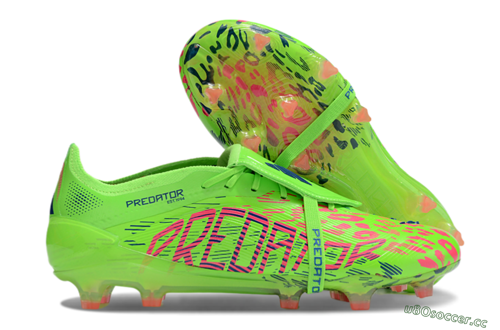 Unisex Adidas Predator Elite Foldover Tongue FG Firm Ground Low-Tops Football Boots - Yellow/Blue/Purple 2
