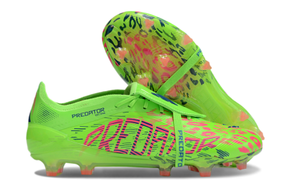 Unisex Adidas Predator Elite Foldover Tongue FG Firm Ground Low-Tops Football Boots - Yellow/Blue/Purple