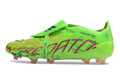 Unisex Adidas Predator Elite Foldover Tongue FG Firm Ground Low-Tops Football Boots - Yellow/Blue/Purple