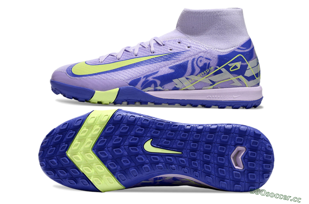 Unisex Nike Air Zoom Mercurial Superfly 10 Elite TF Artificial Turf High-Tops Football Shoes - Purple/Yellow/White 1