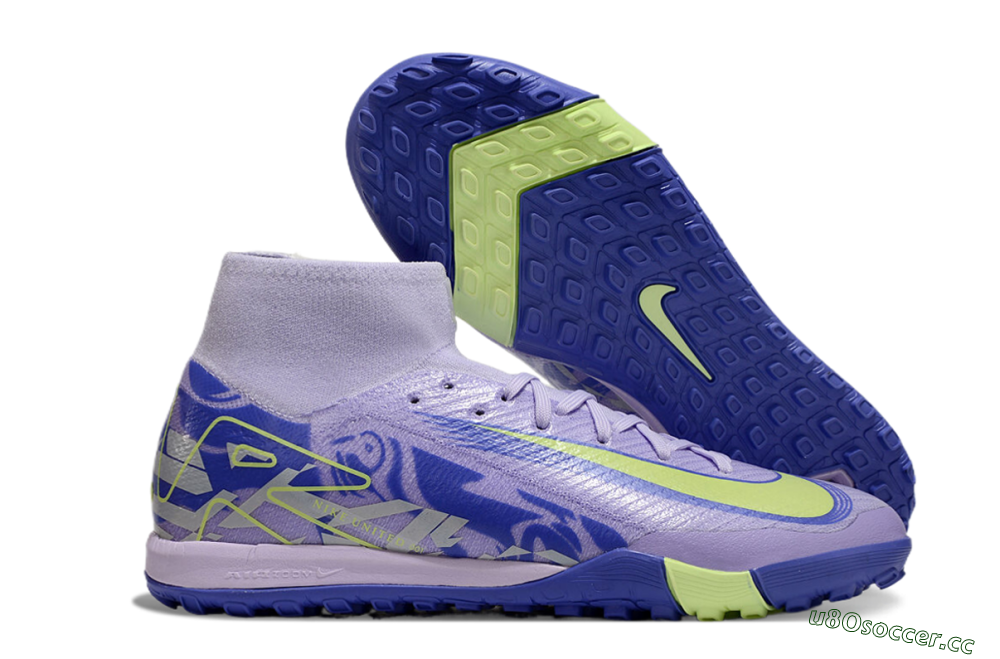 Unisex Nike Air Zoom Mercurial Superfly 10 Elite TF Artificial Turf High-Tops Football Shoes - Purple/Yellow/White 2