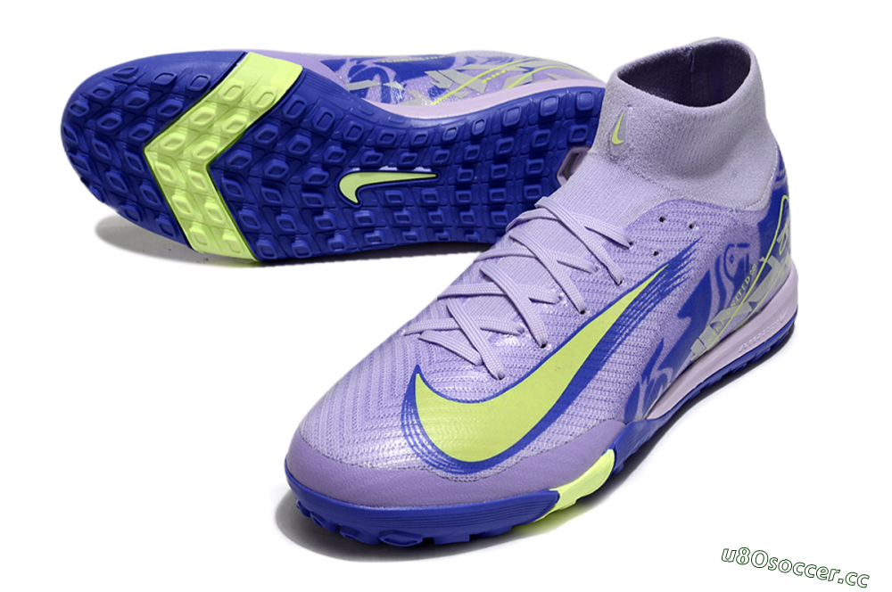 Unisex Nike Air Zoom Mercurial Superfly 10 Elite TF Artificial Turf High-Tops Football Shoes - Purple/Yellow/White 3