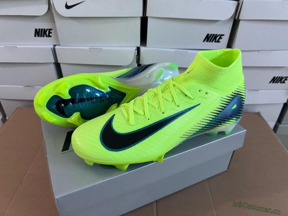 Unisex Nike Air Zoom Mercurial Superfly 10 Elite FG Firm Ground High-Tops Football Boots - Yellow/Black/Blue