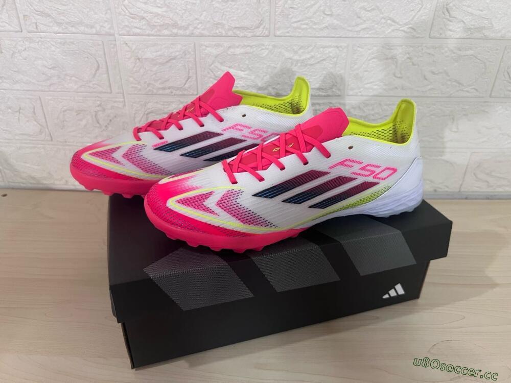 Men's Adidas F50 Elite TF Artificial Turf Low-Tops Football Shoes - White/Red/Yellow