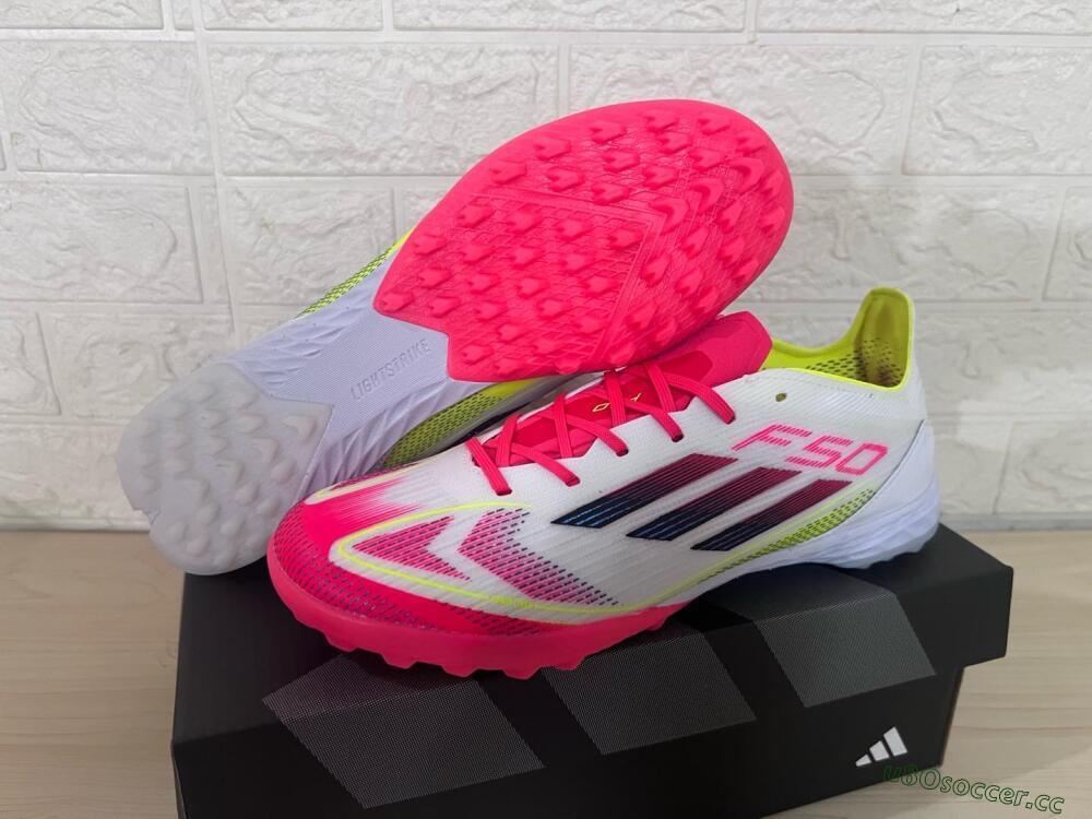 Men's Adidas F50 Elite TF Artificial Turf Low-Tops Football Shoes - White/Red/Yellow