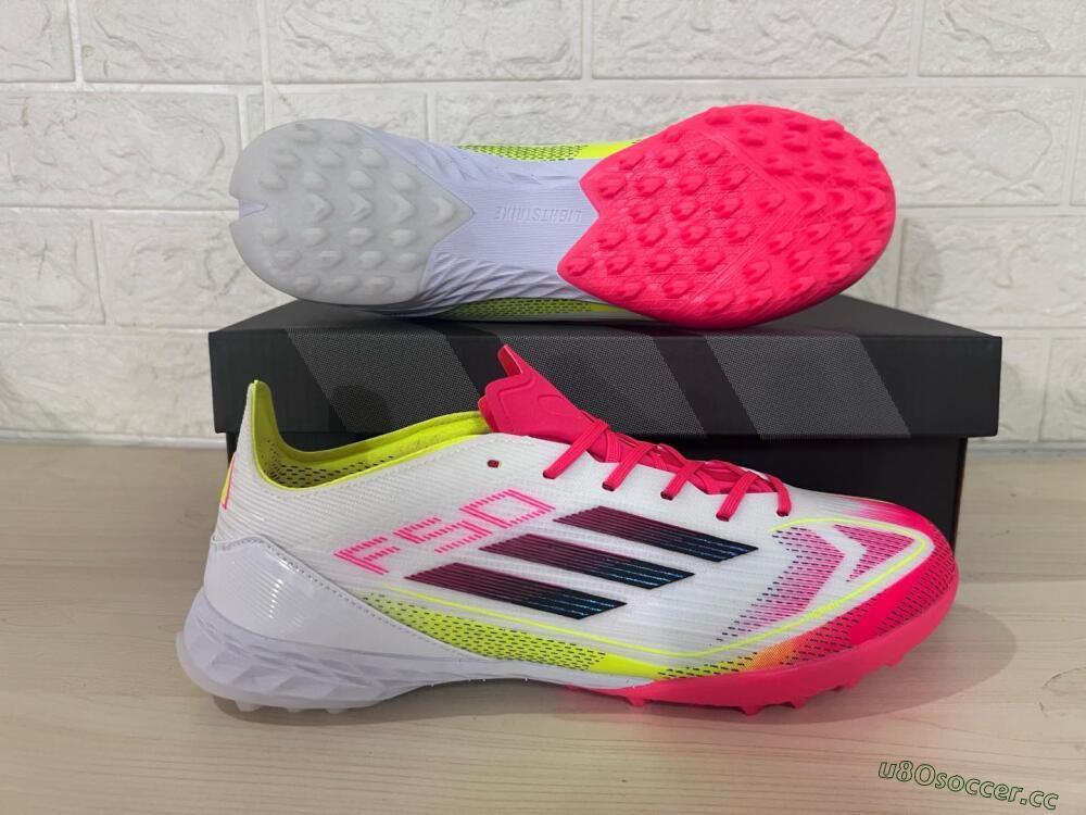 Men's Adidas F50 Elite TF Artificial Turf Low-Tops Football Shoes - White/Red/Yellow