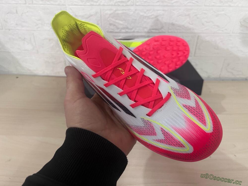 Men's Adidas F50 Elite TF Artificial Turf Low-Tops Football Shoes - White/Red/Yellow