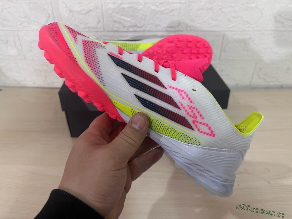 Men's Adidas F50 Elite TF Artificial Turf Low-Tops Football Shoes - White/Red/Yellow