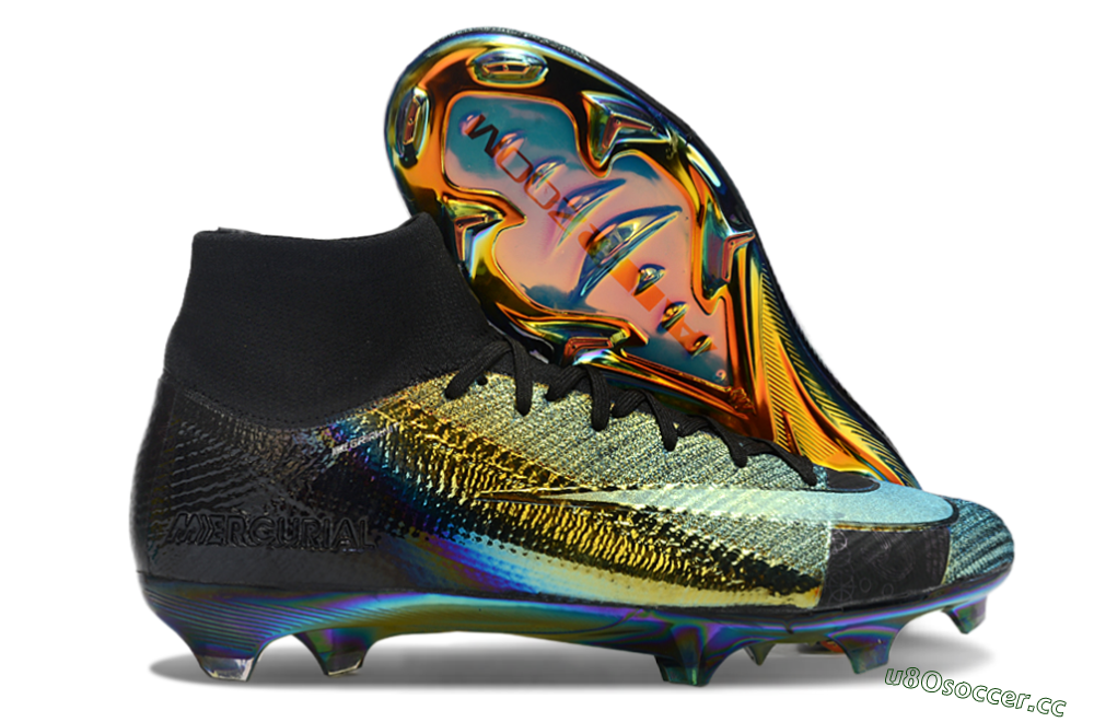 Men's Nike Air Zoom Mercurial Superfly 10 Elite FG Firm Ground High-Tops Football Boots - Laser/Black/Gold 2