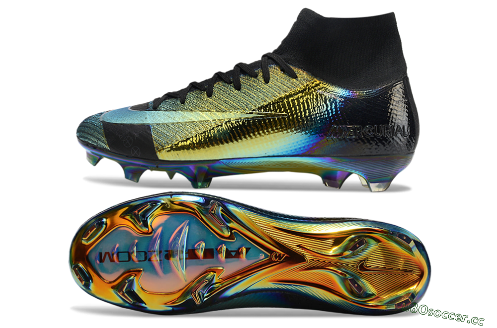 Men's Nike Air Zoom Mercurial Superfly 10 Elite FG Firm Ground High-Tops Football Boots - Laser/Black/Gold 1