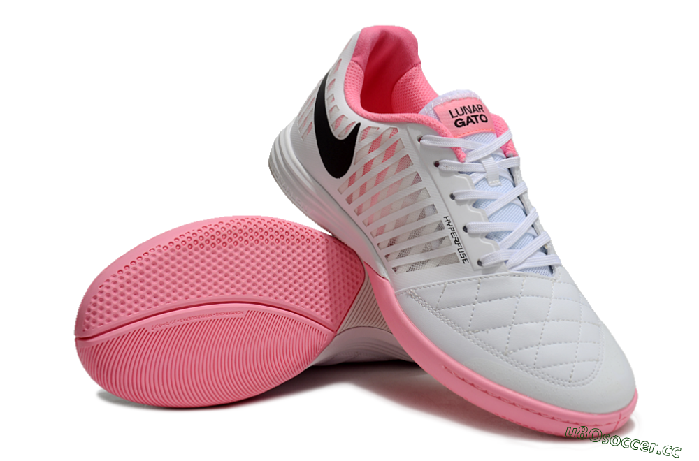 Unisex Nike Lunar Gato 2 IC Indoor & Futsal Low-Tops Football Shoes - White/Pink/Black 4