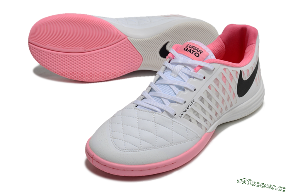 Unisex Nike Lunar Gato 2 IC Indoor & Futsal Low-Tops Football Shoes - White/Pink/Black 3