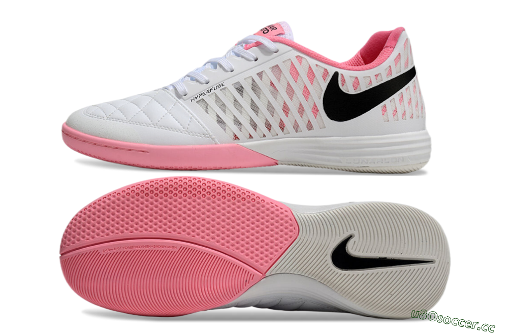 Unisex Nike Lunar Gato 2 IC Indoor & Futsal Low-Tops Football Shoes - White/Pink/Black 1