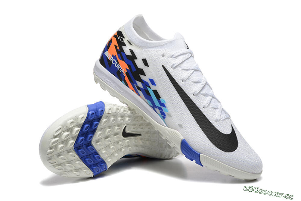 Men's Nike Air Zoom Mercurial Vapor 16 Elite TF Artificial Turf Low-Tops Football Shoes - White/Blue/Black 4